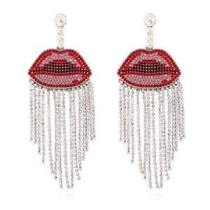 SEXY Fierce Big Lips Tassel Dangle Earrings